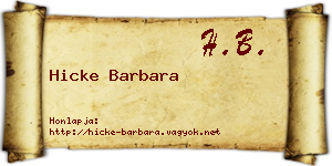 Hicke Barbara névjegykártya